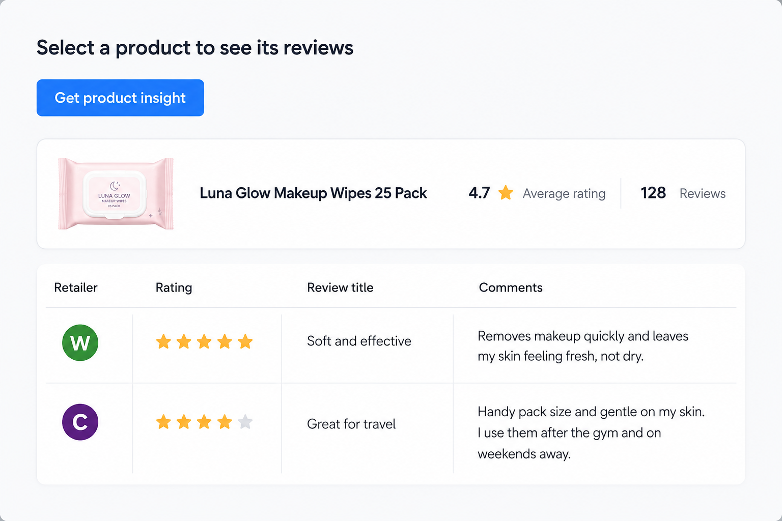 Reviews and ratings screenshot